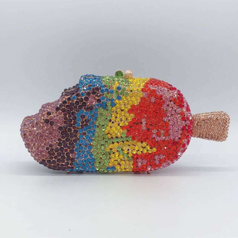 Ice Cream Shaped Dia Evening Clutch Bag For Party Wedding Boutique Novelty Mini Kawaii Rhinestone Purses High Quality