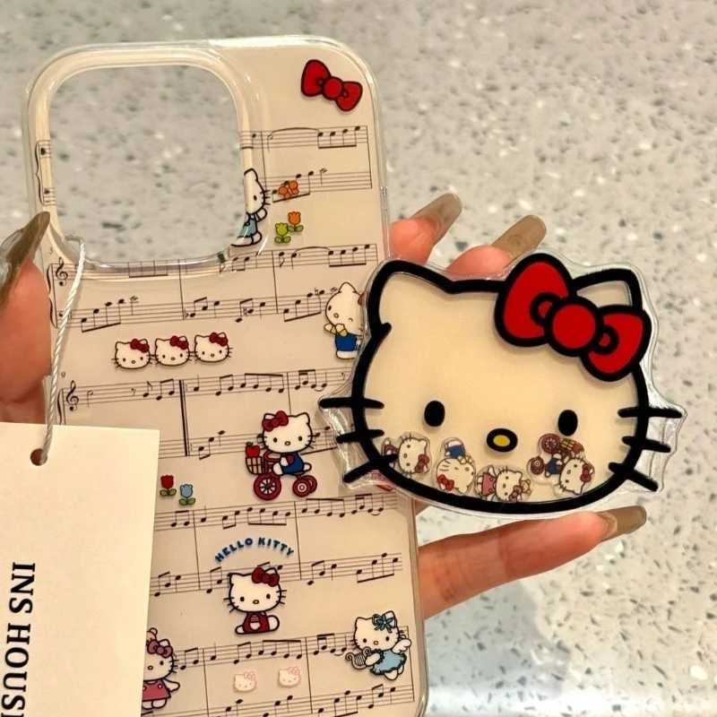 Sanrios Phone Accessories Anime Christmas Hello Kitty Paste Mobile Phone Holder Cartoon Portable Scalable Fashion Phone Giftw250716