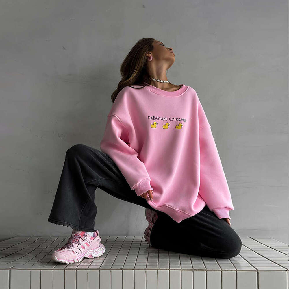 Loose Round Neck New Autumn Winter Versatile Slimming Pullover Hoodless Sweatshirt For Women B5