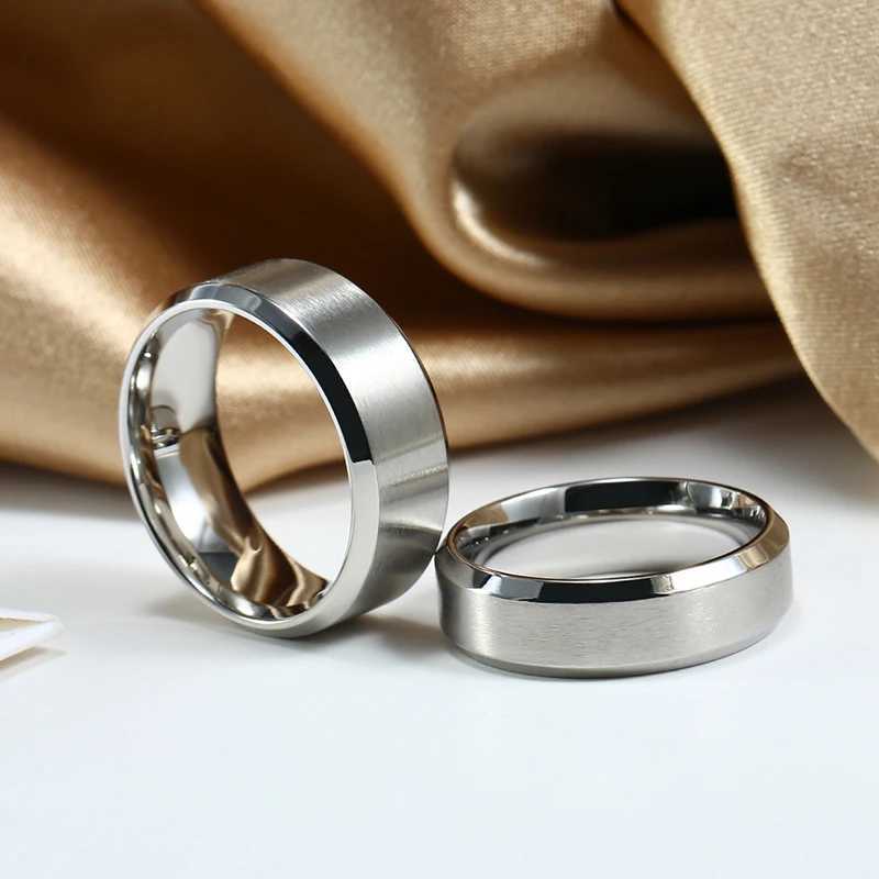 Classic Rings Stainless Steel Ring Engagement Wedding Bands For Couple Men Women Anniversary Simple Silver Black Color 6/8MM S250716