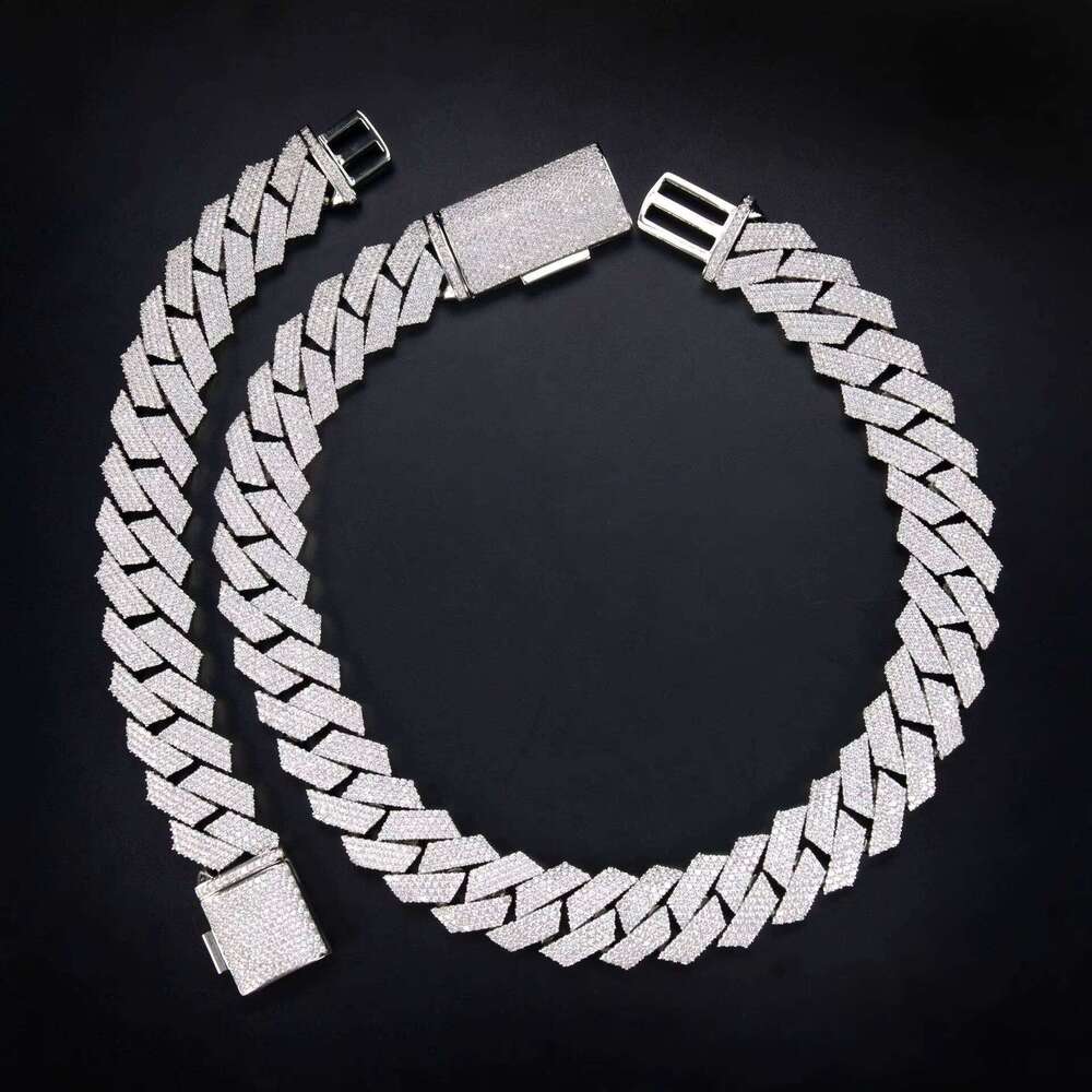 Pass 100% diamond Designer necklacetestIced Out 4 Row 16mm VVS Silicon Stone Miami Cuban Chain Link Pass Tester GRA Hip Hop Sterling Sier Bracelet