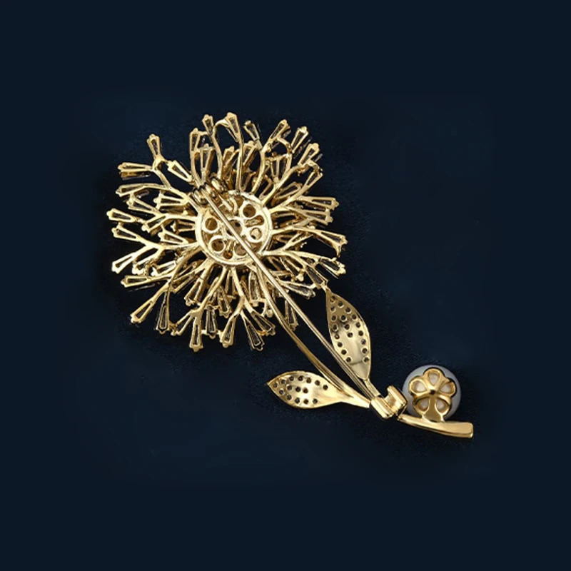 SUYU Copper Micro-Set Cubic Zirconia Dandelion Brooch Female Suit Shiny Accessories Gift 250715