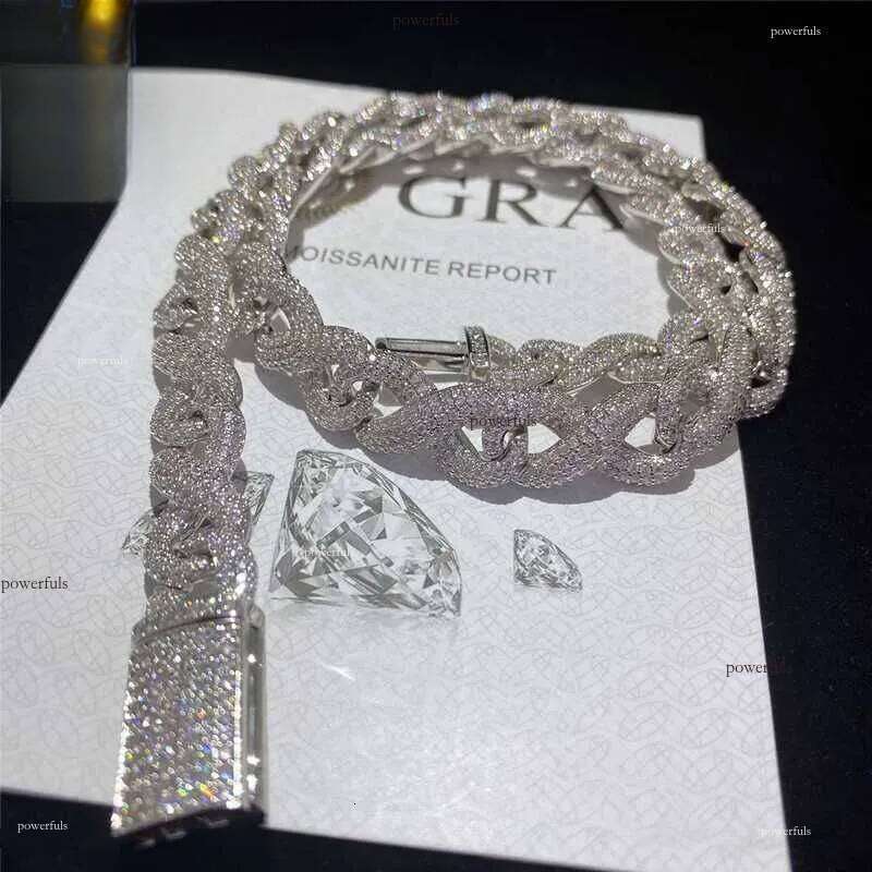 Iced Out Moissanite Cuban Link Chain Classic Box Clasp Hip Hop Men Jewelry Gold Necklace Bling Dia Chains