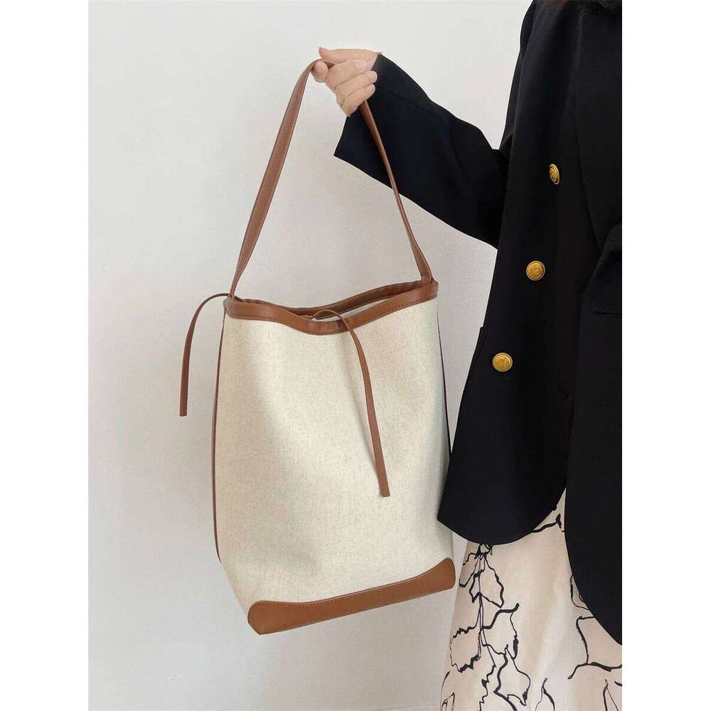 2025 New Canvas Buet Tote Women's Versatile Commuting Large Capaci Lazy Sle Op Bag Faionable Trendy