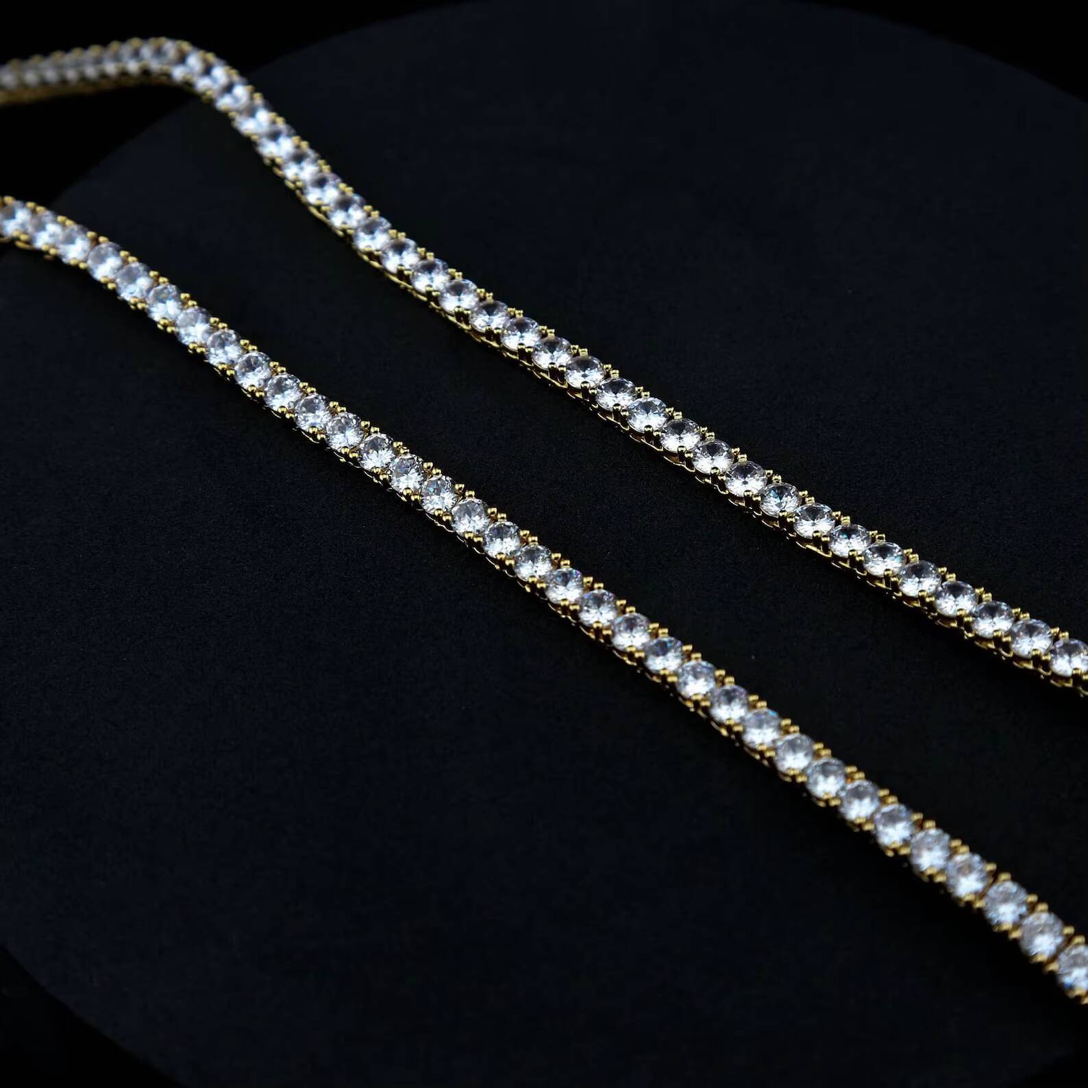 VVS Moissanite Diamond Tennis Chain IGI Certified 925 Sterling Silver with Gold Customized Iced Hip Hop Style Certified by IGI