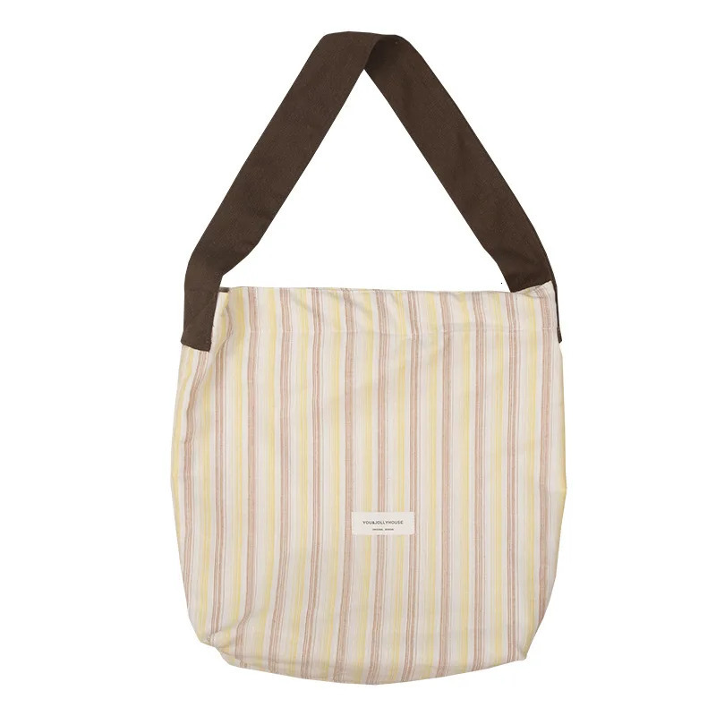 1 Piece Simplicity Korean Shoulder Bag Fashion Chic Student Striped Style Crossbody Bag High Capacity Canvas Tote Bag 250714