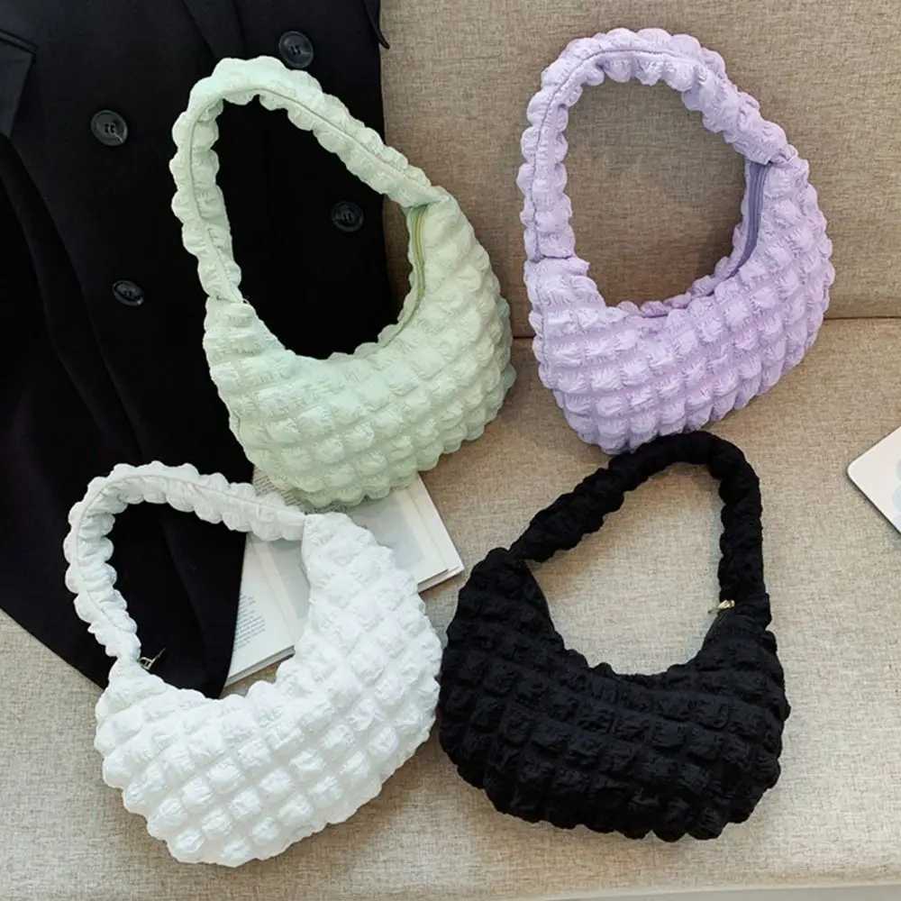 Quilted Shoulder Bags Small Cloud Handbags Pleated Bubbles Handbags Solid Color Underarm Shoulder Bags for Women Girls