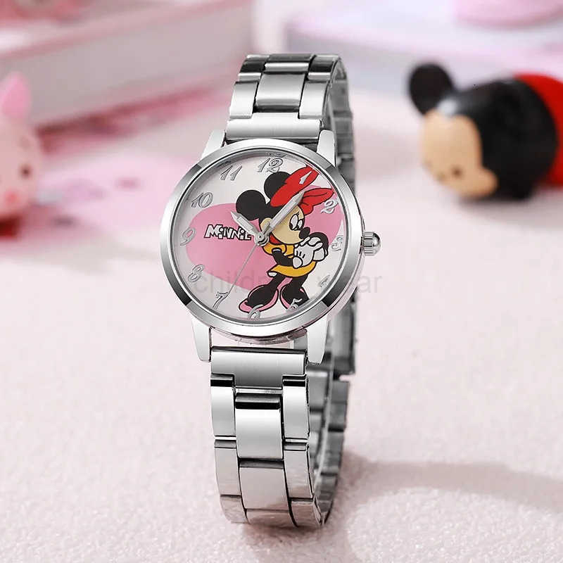 Disney Mickey Mouse Minnie Silver Watch Childrens Boys Girls Watches Steel Students Quartz Adult Watch Birthday Gift W20250716