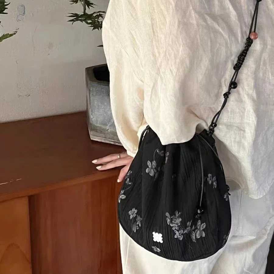 Ancient Style Han Element Cheongsam Good Match Bag Brocade Bag Closing Bags Niche Woven Beaded Shoulder Cloth Bags Purse