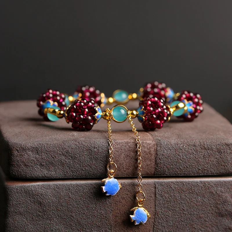 Style Natural Garnet ite Stone 14K Gold Filled Female Bracelet Jewelry For Women Birthday Gifts No Fade 250712