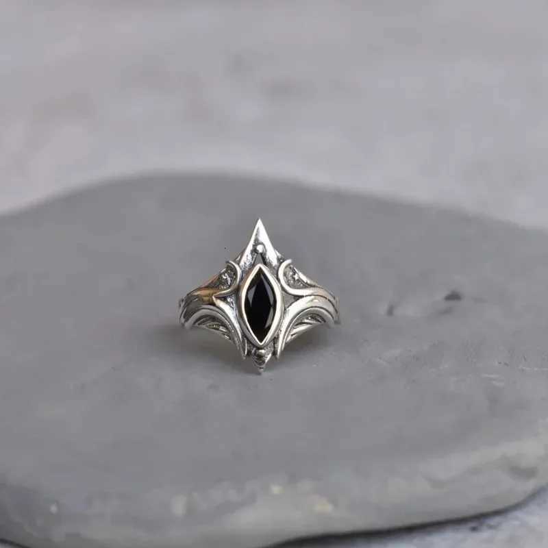 Simple Vintage Bohemian Eye of God Ring Opening Adjustable Index Black Finger Ring S250716