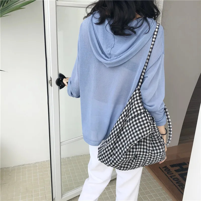Canvas Bag Woman Casual Plaid Women Shopping Bag Large Capacity Cute Tote Handbags Cloth Double-sided Frenum Shoulder Bags 250714