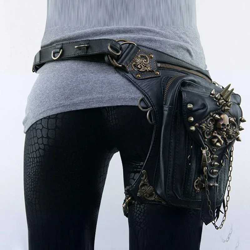 Womens Fanny Pack Steam Punk Waist Leg Hip Belt Messenger Shoulder Bag Mobile Phone Waist Bag Fanny Packs Pack for Women Gothic