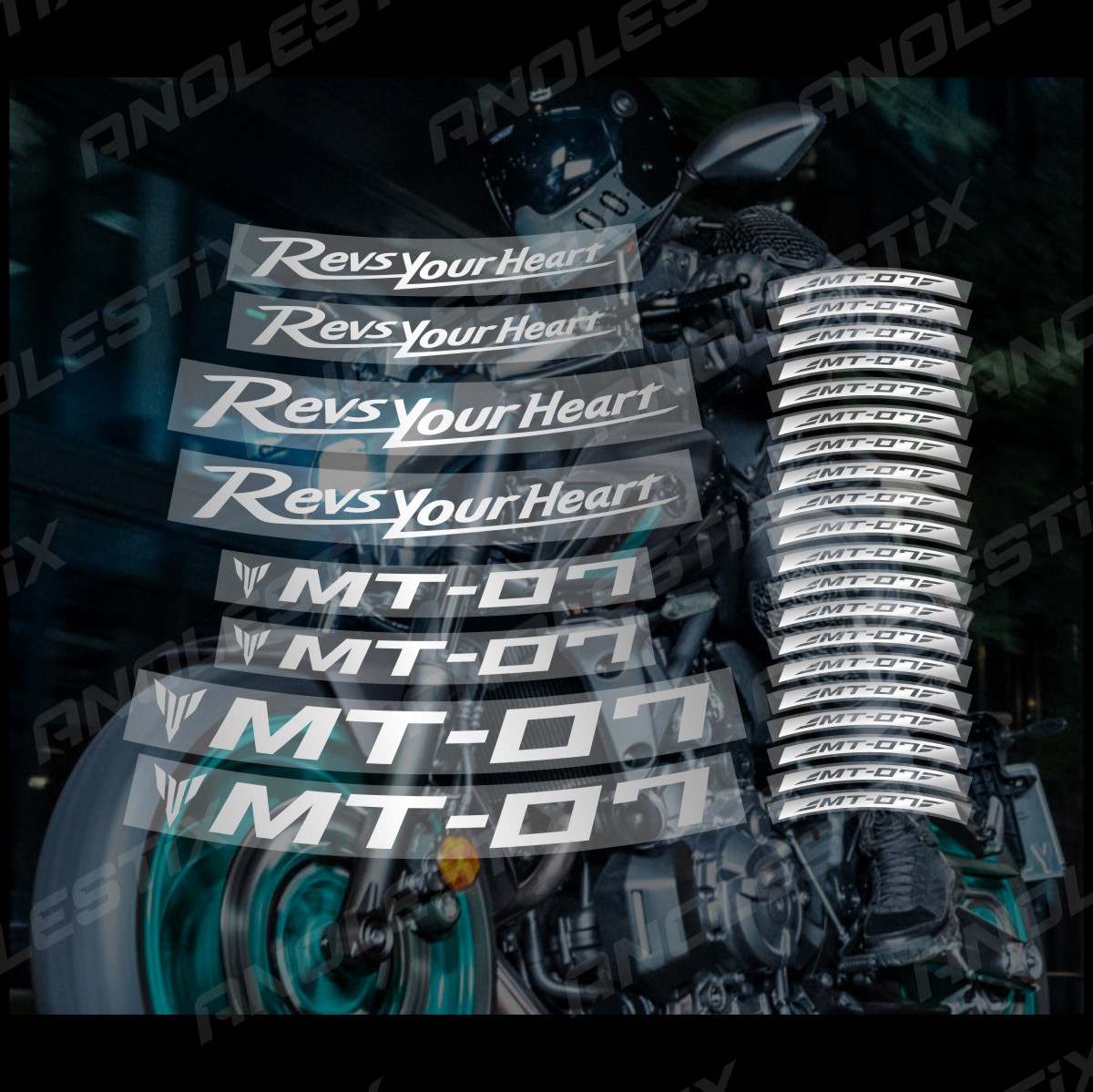 AnoleStix Reflective Motorcycle Wheel Sticker Hub Decal Rim Stripe Tape Customized For YAMAHA MT-07 MT07