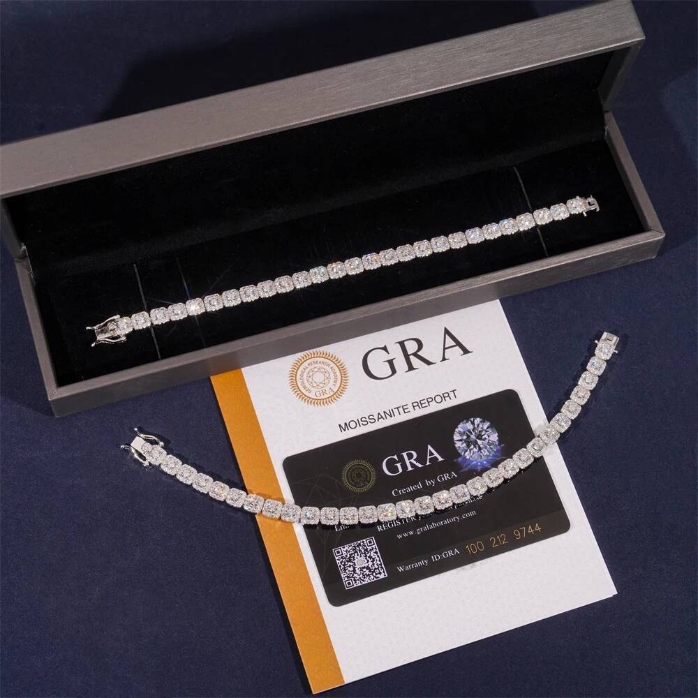 S925 Silver 6mm VVS Moissanite Tennis Chain Bracelet Hip Hop Jewelry With Certificate Fashion Gift