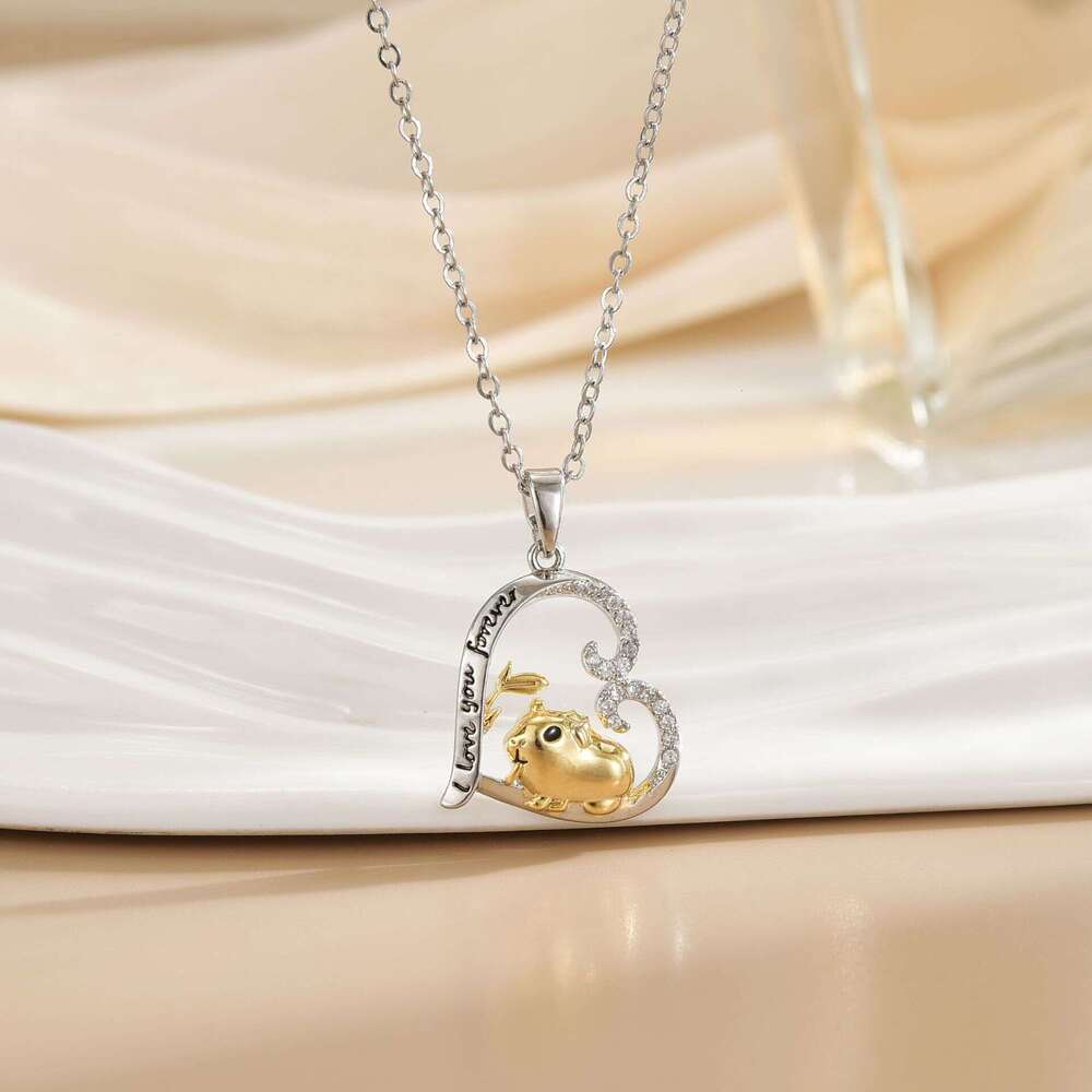 Mother's Day Heart-Shaped Love Animal Necklace Light Niche Fashion Jewelry Non-Fading Collarbone Chain 317