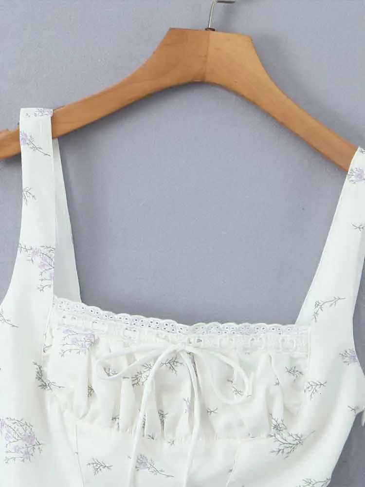 European Style New Lace Floral Bow Camisole for Women Summer with Tight-Fitting and Slim Backless Short Top R250716