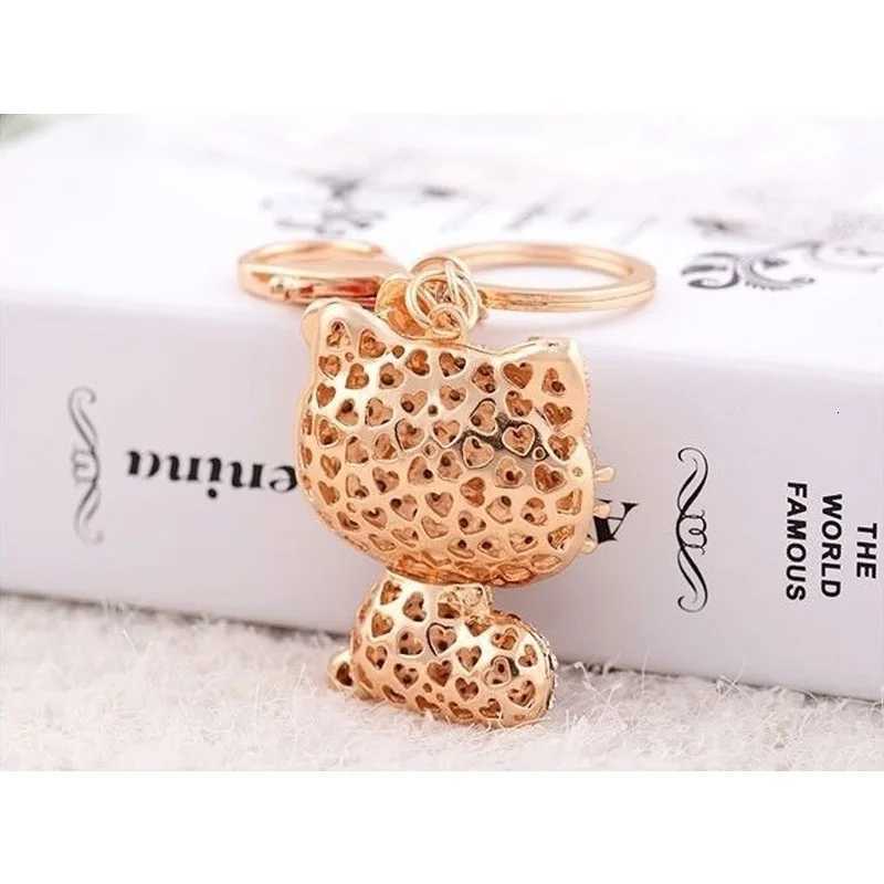 Sanrio Hello Kitty Jewelry Rhinestone Crystal 6 Colors Kitty Cat Shape Pendant Keychain Car Handbag Key Holder Party Kid Birthday Gifts w250716