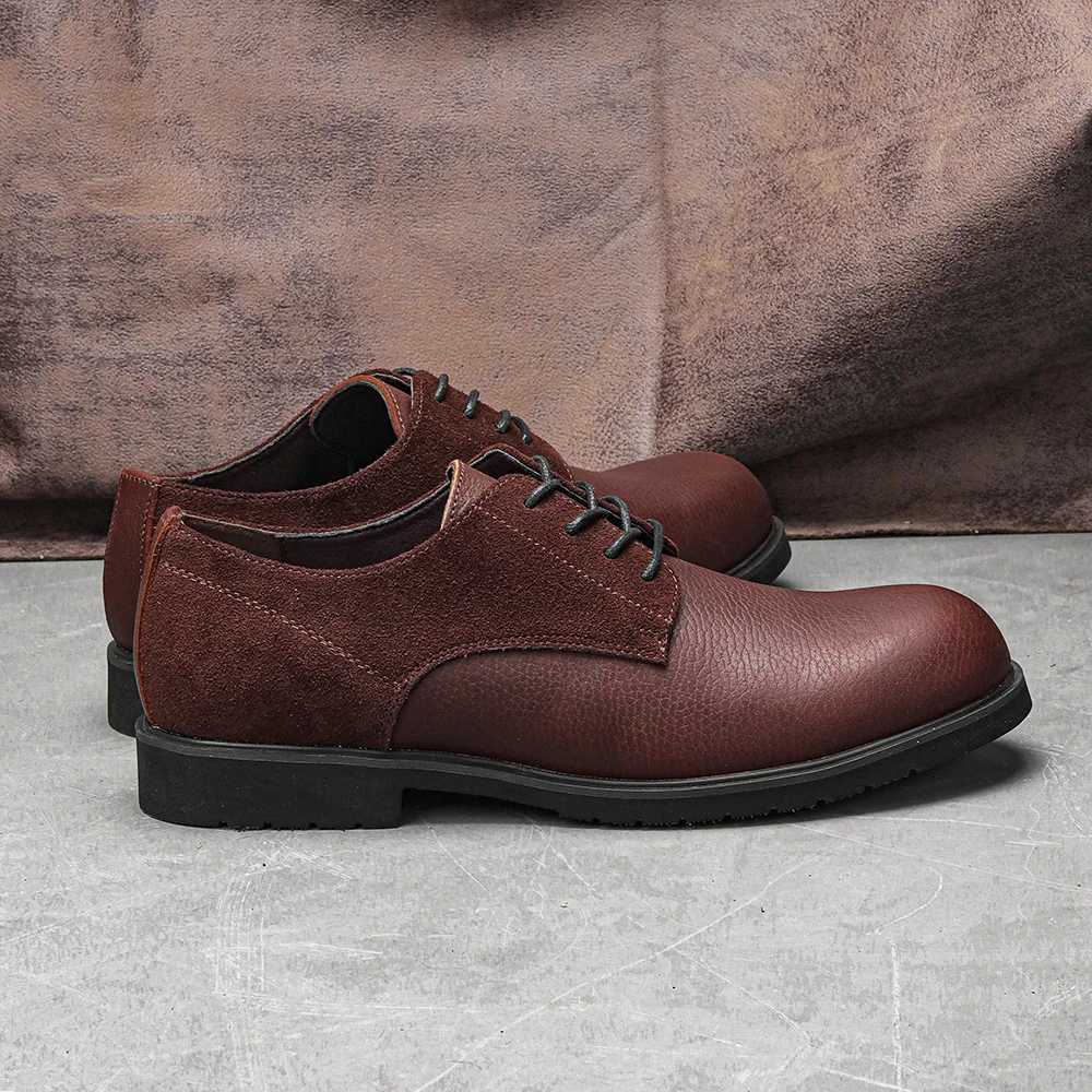 Genuine Leather Men Derby Shoes Thick Sole Men Casual Shoes Men Leather Shoes W250716