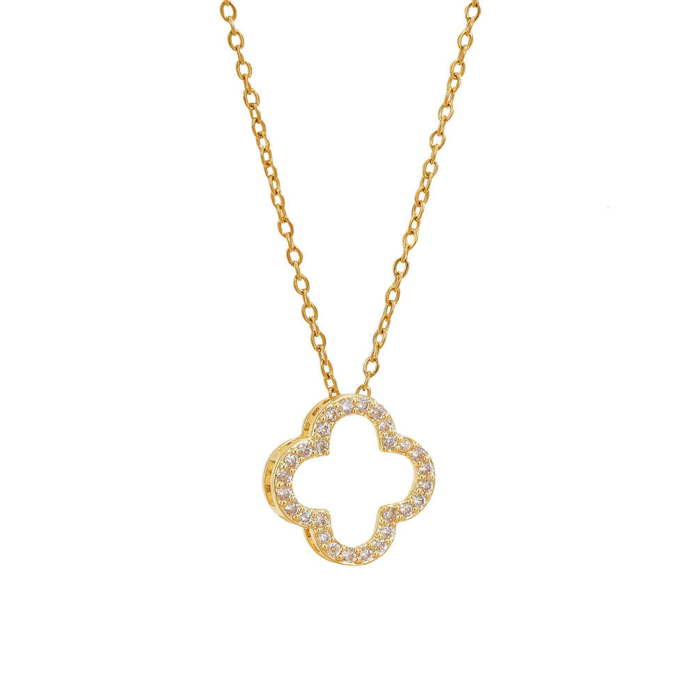 High-Quality Elegant Full Zircon Copper Micro-Inlaid Necklace For Women, Real Gold Plated Simple Internet Celebrity Exquisite Clavicle Chain Choker C2