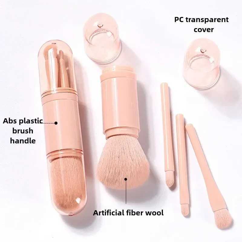 4in1 Travel Makeup Brushes Set Retractable Kabuki Brush and 3 Small Brushes for Eyes with Soft Small Portable for Makeup Touchup XJ2500716