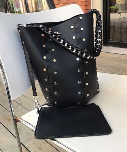 Chic Large Shoulder Bag - Buckle Design with Chains
