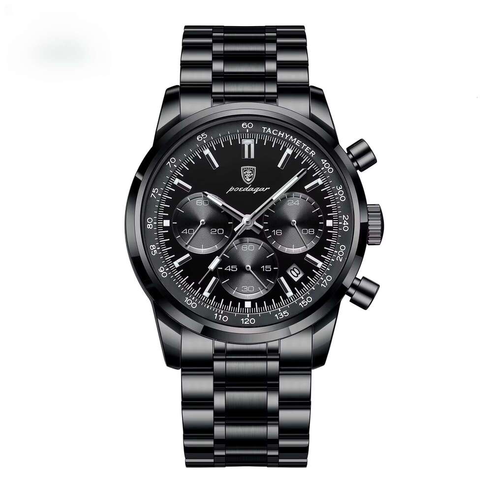 DHwatches Men's Chronograph Watch - 30M Waterproof Stainless Steel Quartz Wristwatch with Date & Tachymeter (Model 921)