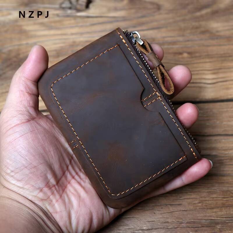 Mini Mens Coin Wallet Retro Leisure First Layer Cowhide Ladys Change Purse Crazy Horse Leather Credit Card Bag ddmynov