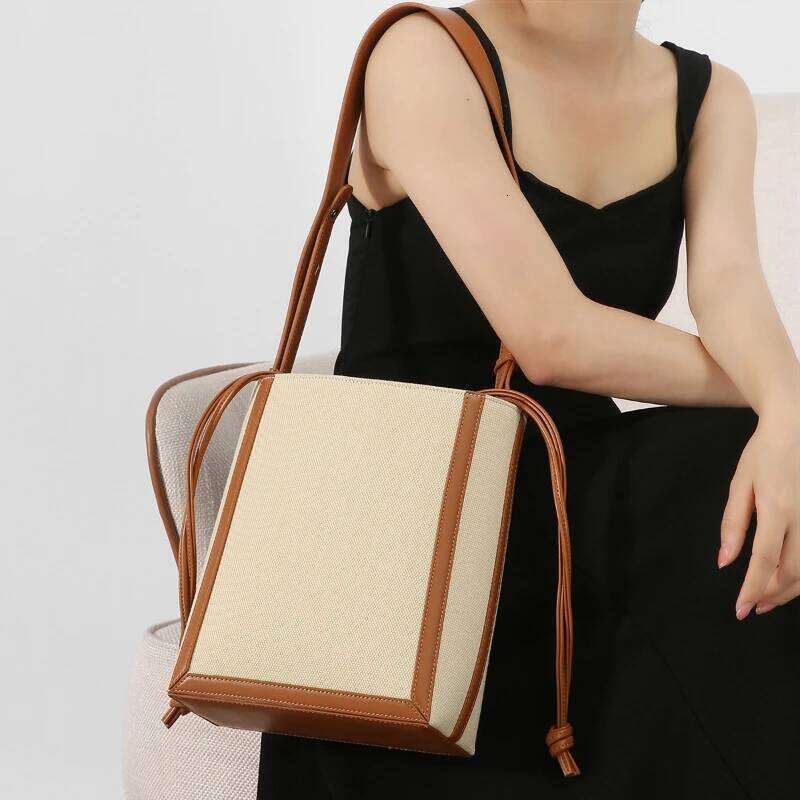Jonlily Women Retro Canvas Shoulder Female Handbag Totes Small Bucket Crossbody Commuter Bag Daybag Purse -Kg1590
