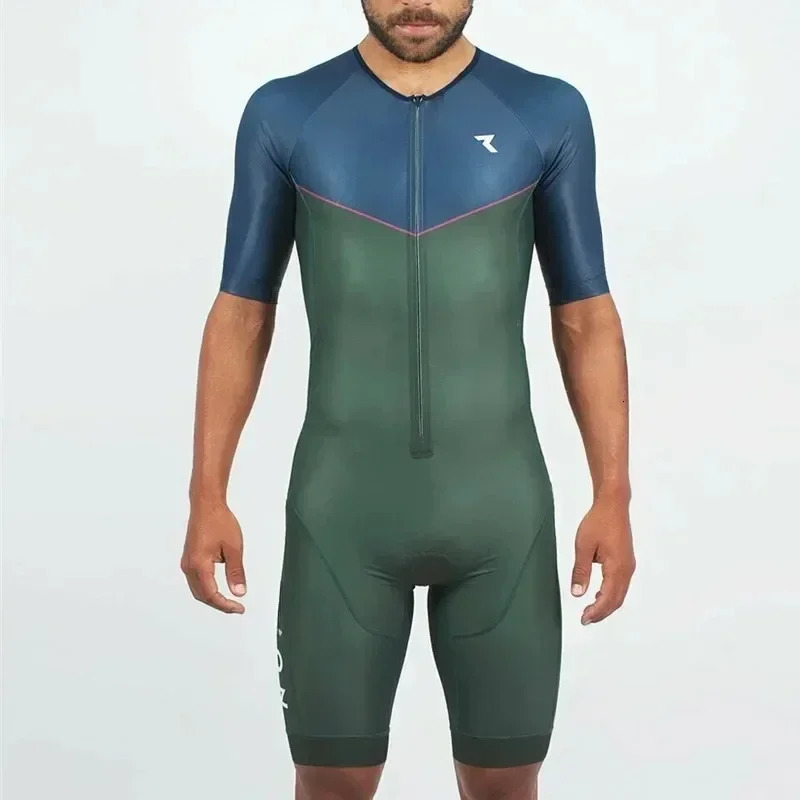 Mens Triathlon Racing Suit Summer Short Sleeve One-piece jumpsuits Road Cycling Skinsuit Swim/run/bike Speedsuit Ciclismo 2025 250715