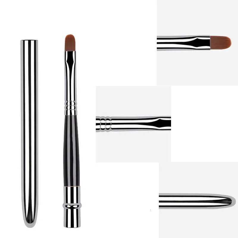 Portable Silver Lips Makeup Brush Pen Metal Handle Cosmetic Lipgloss Lipstick Lip Gloss Brush With Protective Cap Makeup Brushes XJ2500716