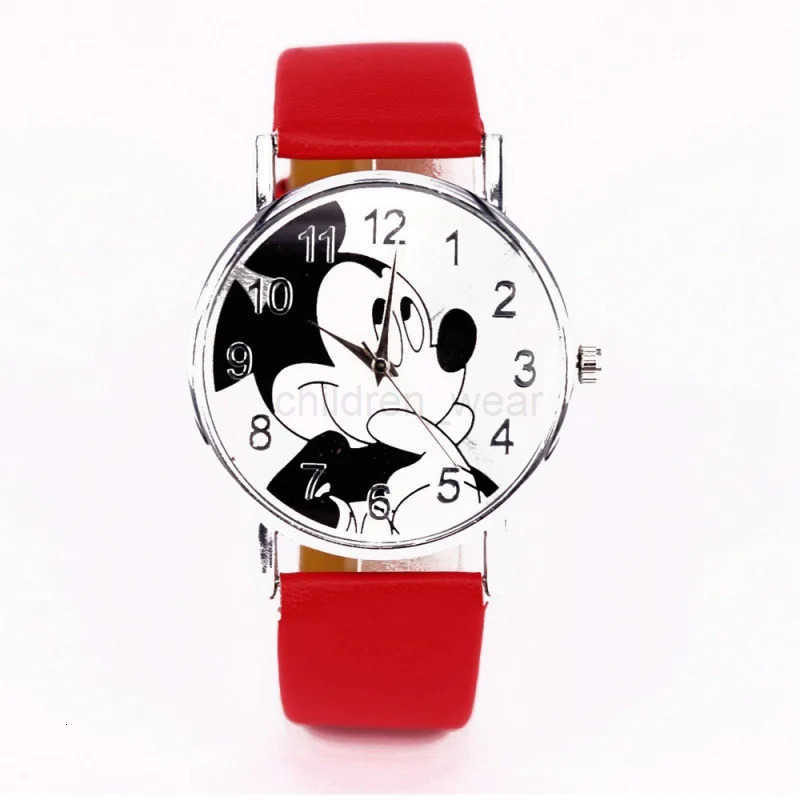 Disney Mickey Mouse Watches Boys Girls Kids Cartoon Watches Cute Schoolboy Gifts PU Belt Quartz Watches W20250716
