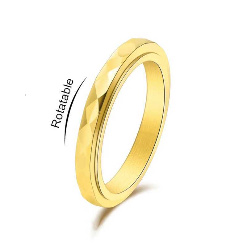 3mm Thin Stainless Steel Faceted Spinner Ring Wedding Band for Women Girl Size 5-12 S250716