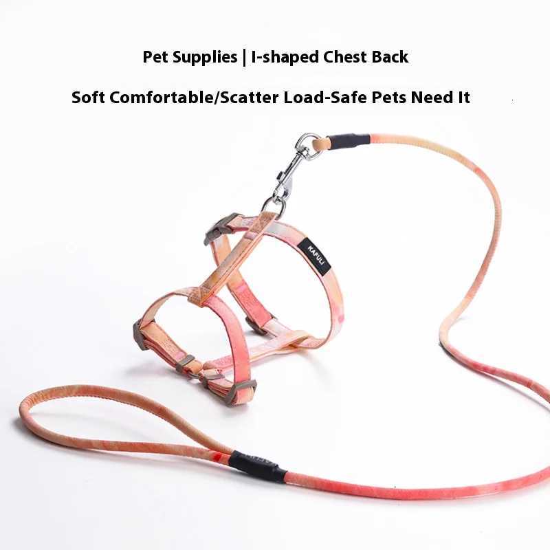 Gradient Color Cat Leash Harness Set Small Dog Clothes Adjustable Pet Harness for Dogs and Cats Comfortable and Durable LL250716