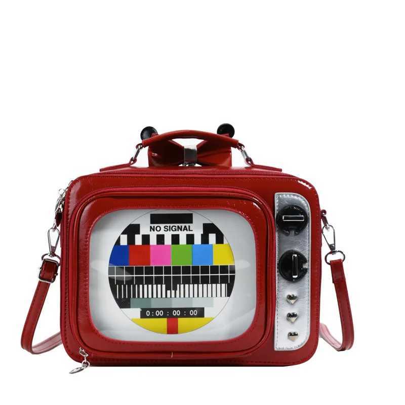 Cartoon Cute Handbags for Women Funny TV Transparent Square Bag Leather Personalized Creative Shoulder Bag Woman