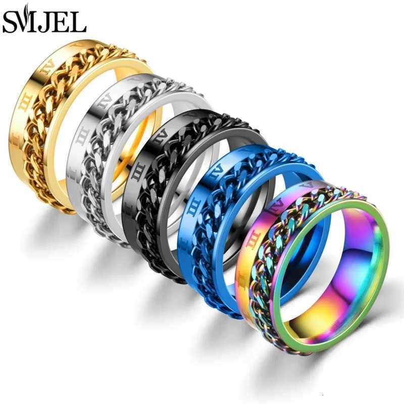 Cool Titanium Steel Rotatable Chain Rings for Couple High Quality Multifunctional Bottle Opener Ring Spinner Jewelry Punk Gifts S250716
