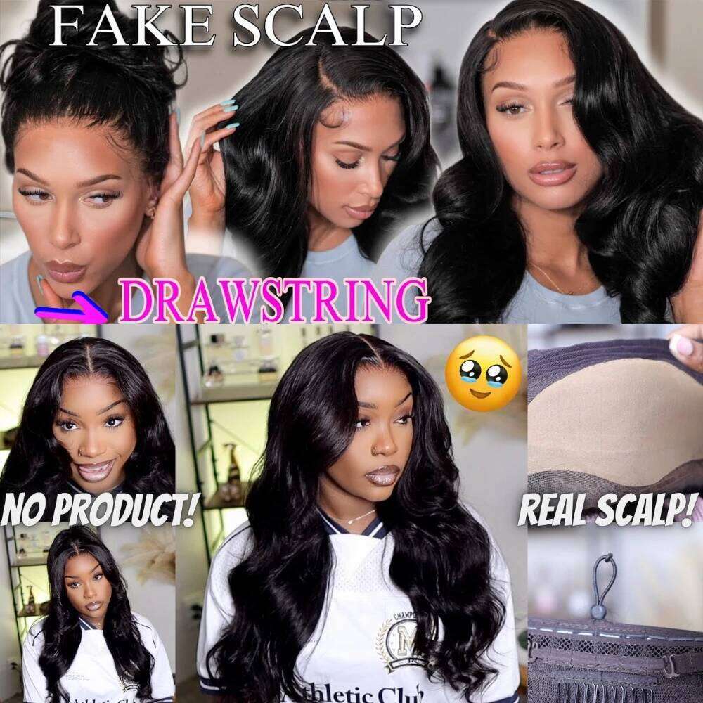 UNice Real Scalp 13x4 Frontal HD Lace With Invisible Drawstring Pre Everything Glueless Body Wave Human Hair Wigs 180%
