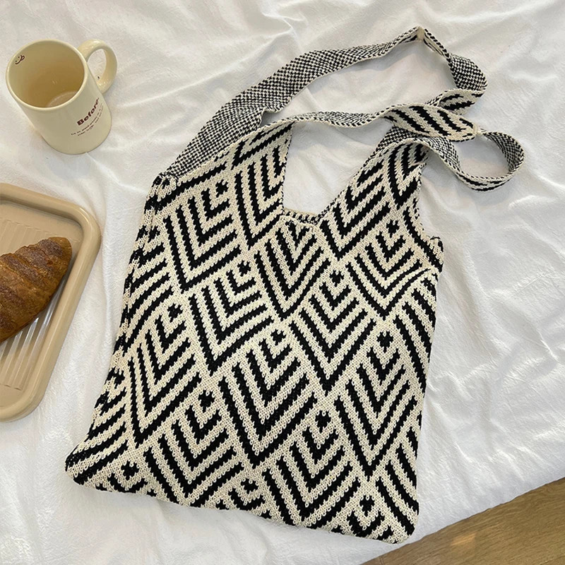 Women Knot Shoulder Bag Portable Knitted Tote Bags Phone Key Pouch Trend Travel Handbag Shopping Bags 250714