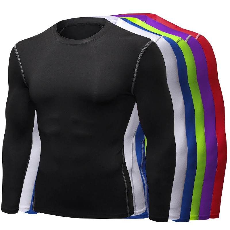 1pcs Mens Long-sleeved Thermal Underwear Male Thin Tight Fitting Fast Dry Elastic Fitness Tops Man Autumn Winter Sprots Wear 250715