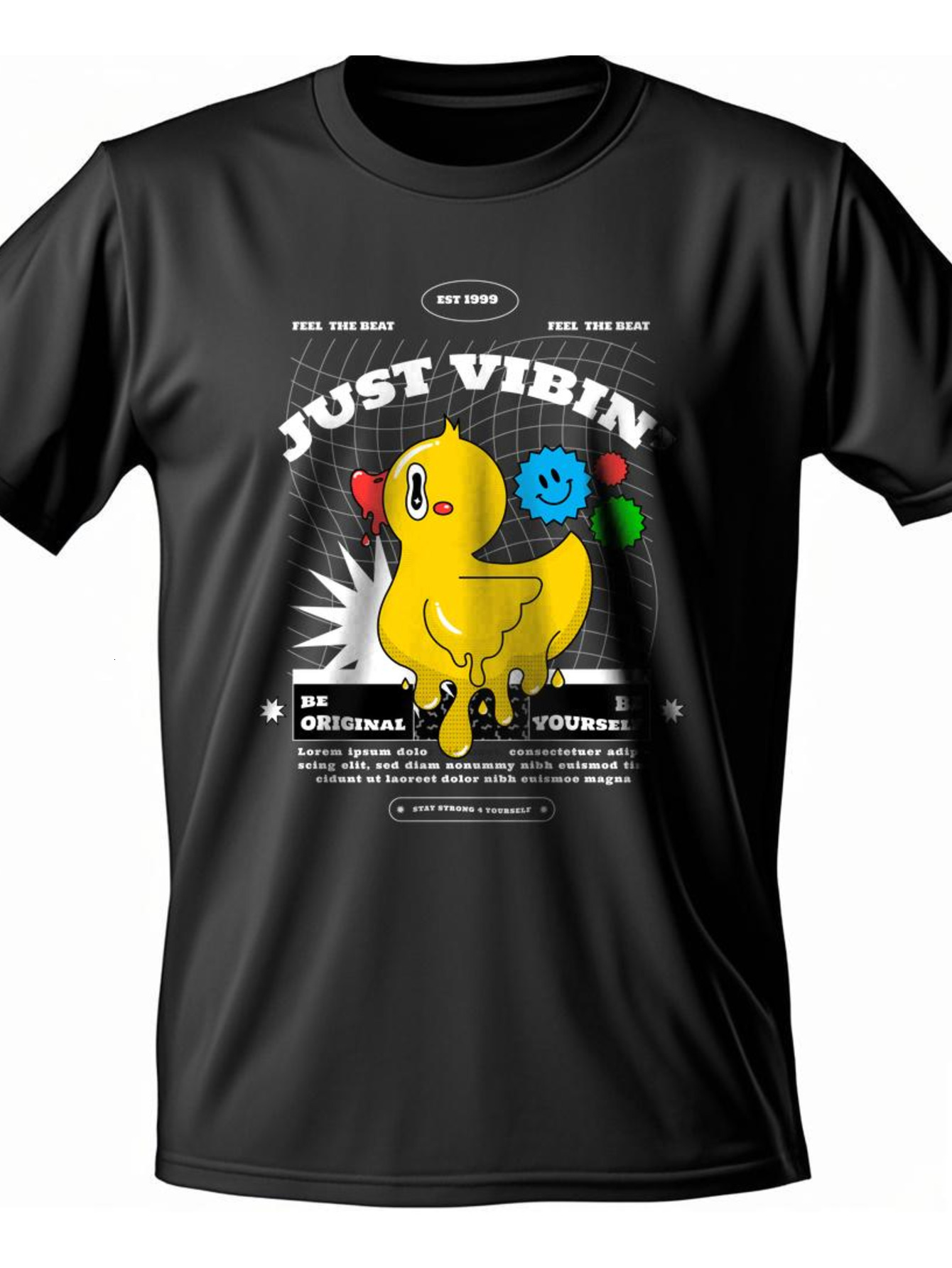 VogueEpoch Duck black S-3XL 180g text Men Short sleeve Round collar White Cotton T Shirts Adult Wed 9c