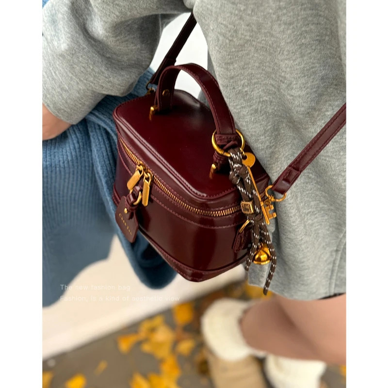 Textured Women Leather Crossbody Bag Solid Flap Mini Box Messenger Bags Female Versatile Casual Soft Pu Shoulder Bucket Packs 250714