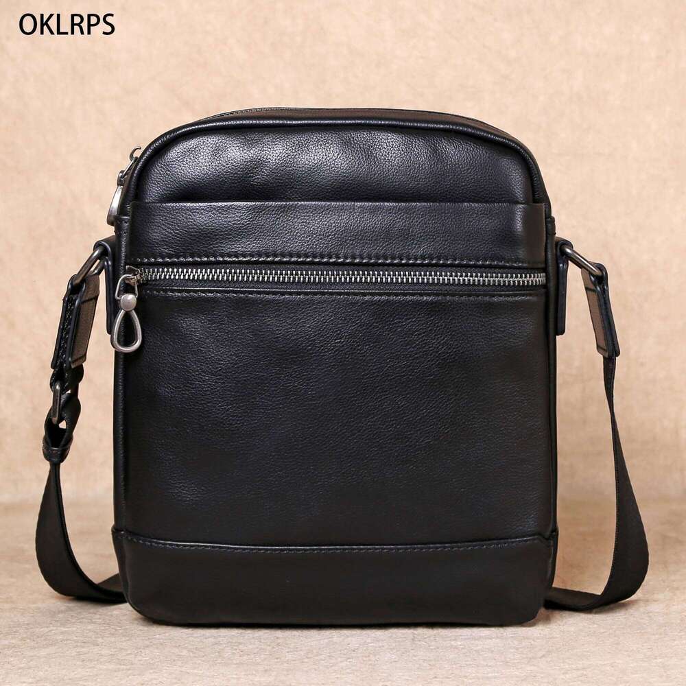 Designer Luxury Crossbody Leather Shoulder Casual Youth Fashion Trend Hundred Bypass Layer Cowhide Handmade Vertical Men's Bag