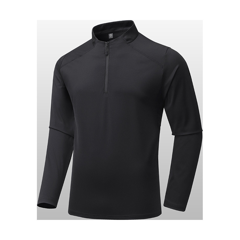 2025 Spring and Autumn Zipper Stand Collar Long Sleeve Sweatshirt Outdoor Running Quick-Dry Men's Sports T-Shirt Half Zip