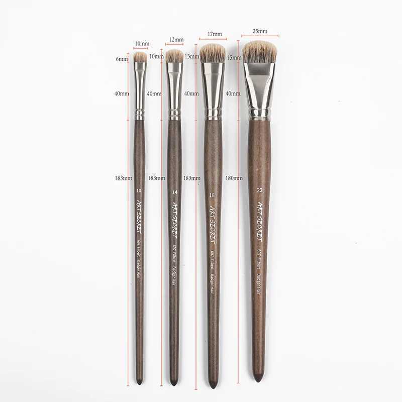 Artsecret 4pcs/set #697 High-Grade Badger Hair Professional Acrylic Paint Brush for Artists for Chinese Art Oil Painting SuppliesXJ2500716