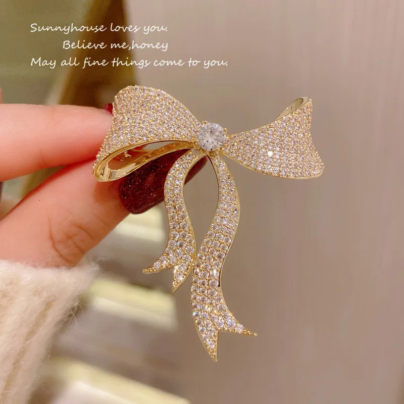 Brooches For Women Cubic Zirconia Bowknot Corsage Sweater Suit Pin Accessories Fine Jewelry Brooch Valentines Day Gift 250712