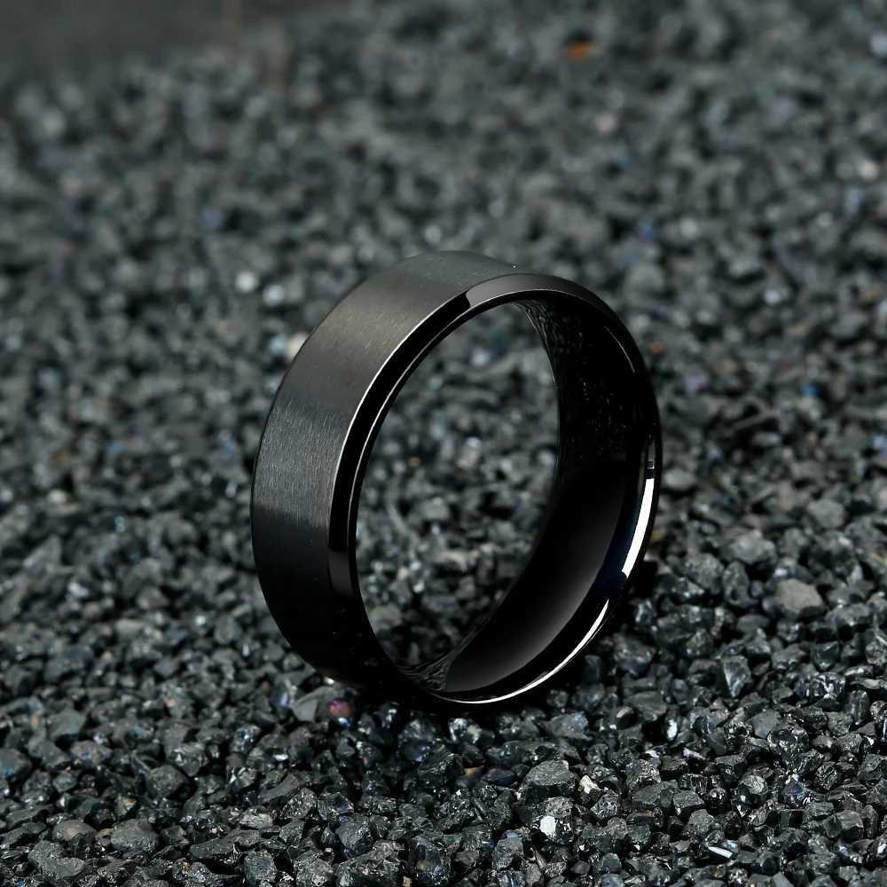 Classic Rings Stainless Steel Ring Engagement Wedding Bands For Couple Men Women Anniversary Simple Silver Black Color 6/8MM S250716