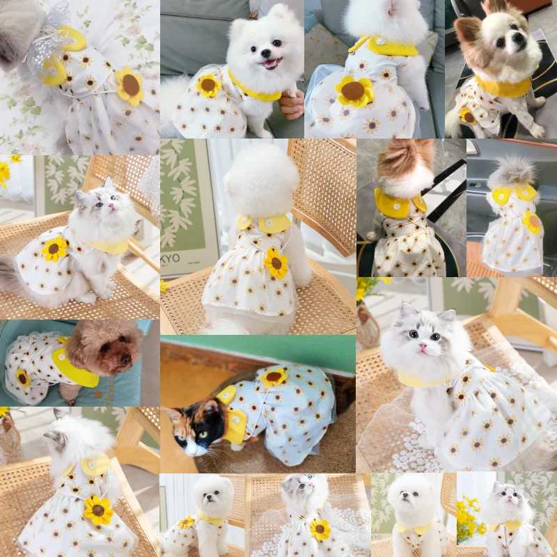 Dog Princess Dress Cute Pet Mesh Kitten Puppy Skirt Summer Bow Lace Korean Poodle Chihuahua Clothes 250711