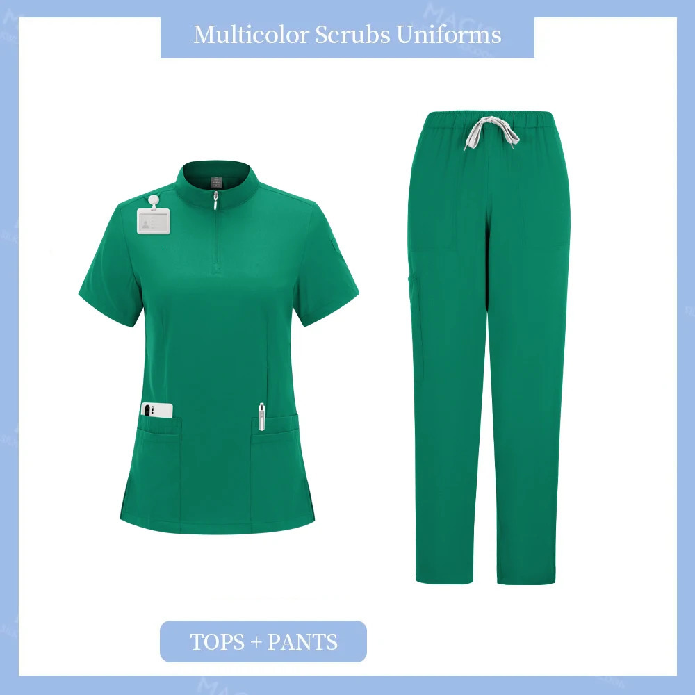 Uniforms Woman Nursing Sets Pocket Top Straight Pants Nurse Uniform Scrubs Clinical Beauty Salon Hospital Suits 250715