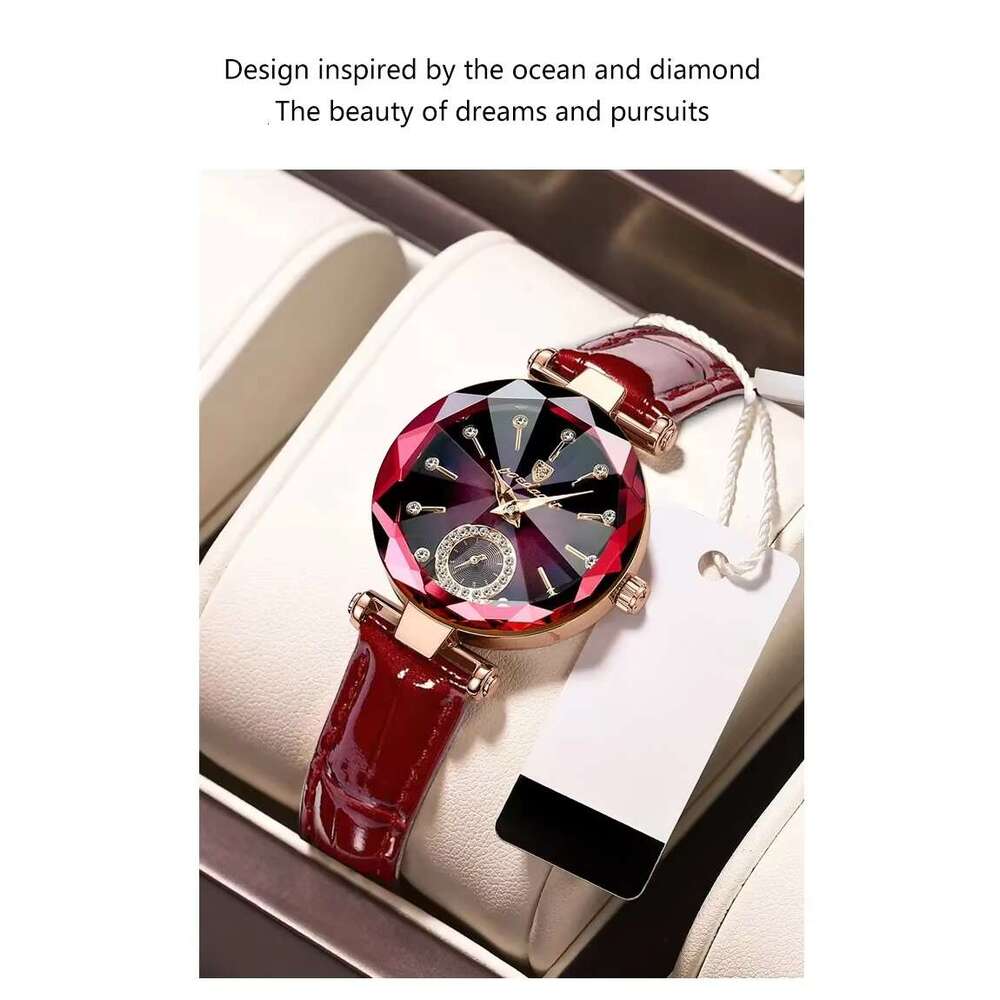 DHgargets Women's Ultra-Thin Watch - 50M Waterproof Leather Strap Quartz Wristwatch, Sapphire Crystal (Model 719)