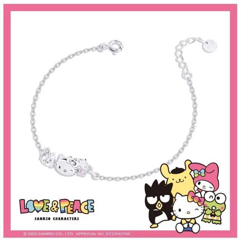 Sanrio Kawaii Anime Figures Hello Kitty Silver Bracelet Cute Charm Bracelets Bangles Pendant Girly Heart Hand Accessories Giftw250716